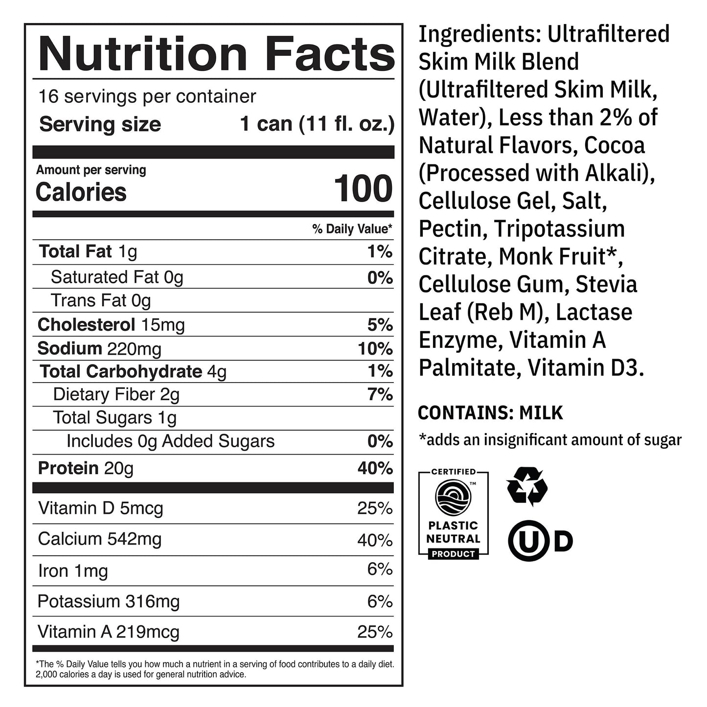 20G Protein Shake, Chocolate, 11 Fl Oz, 16-Pack